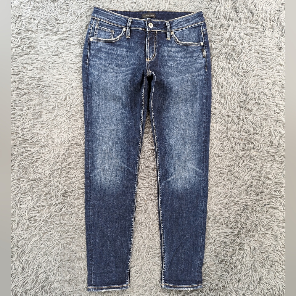 Silver Jeans Women's 30 Dark Wash Boyfriend Stretch Denim